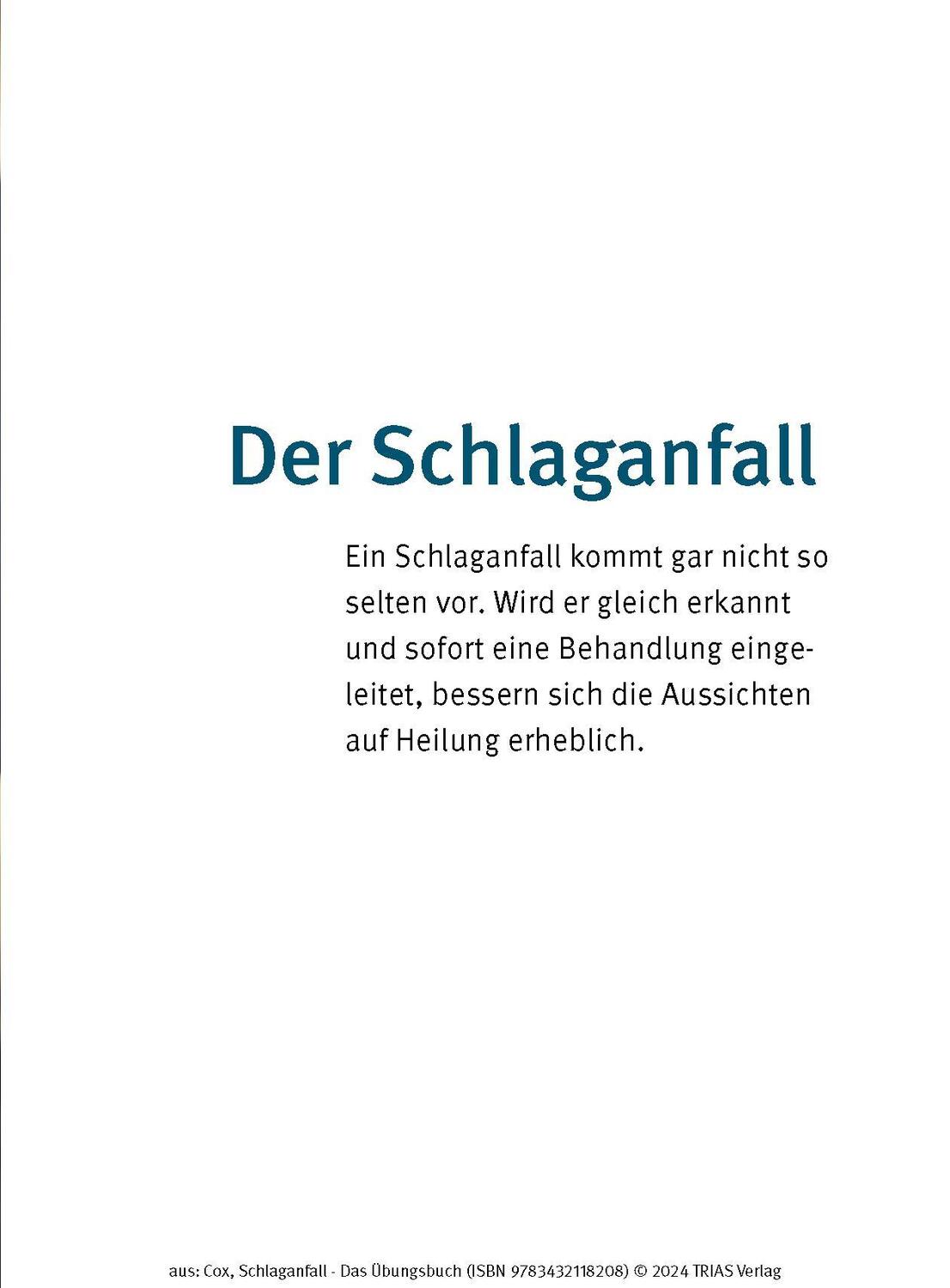 Bild: 9783432118208 | Schlaganfall - Das Übungsbuch | Cornelia Cox | Taschenbuch | 128 S.