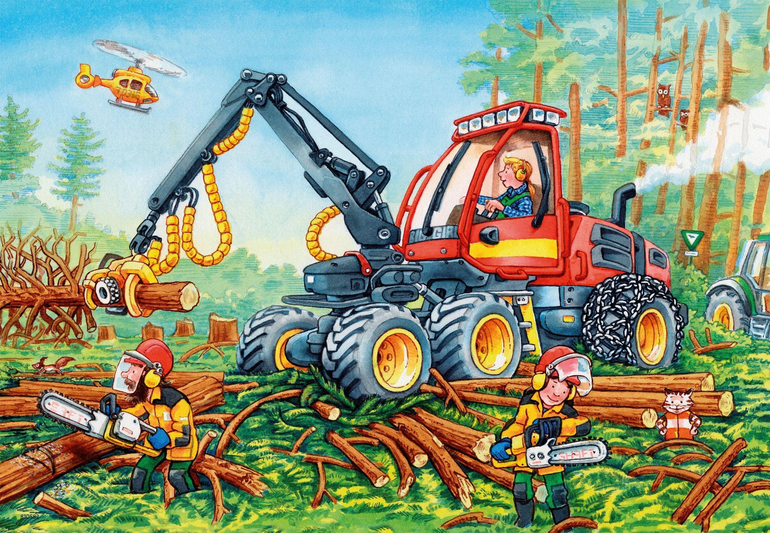 Bild: 4005556078028 | Bagger und Waldtraktor. Puzzle 2 x 24 Teile | Spiel | 07802 | Deutsch