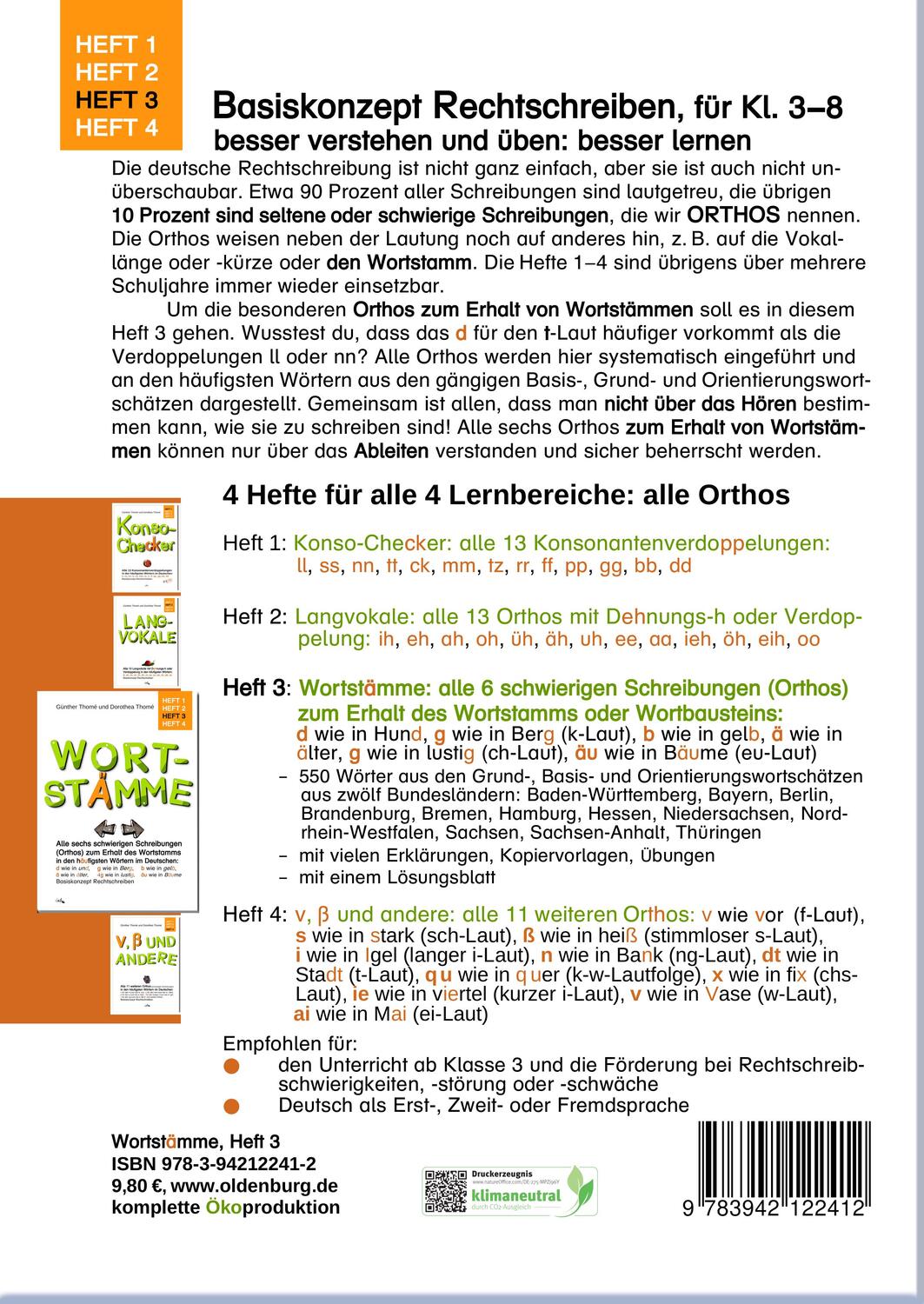 Rückseite: 9783942122412 | Wortstämme | Günther Thomé (u. a.) | Taschenbuch | 44 S. | Deutsch