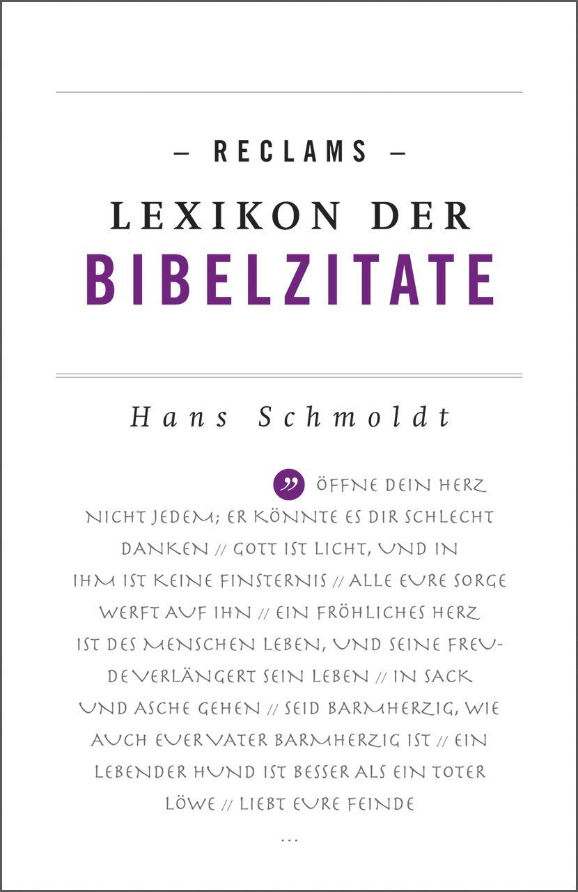 Cover: 9783150191958 | Reclams Lexikon der Bibelzitate | Hans Schmoldt | Taschenbuch | 2014