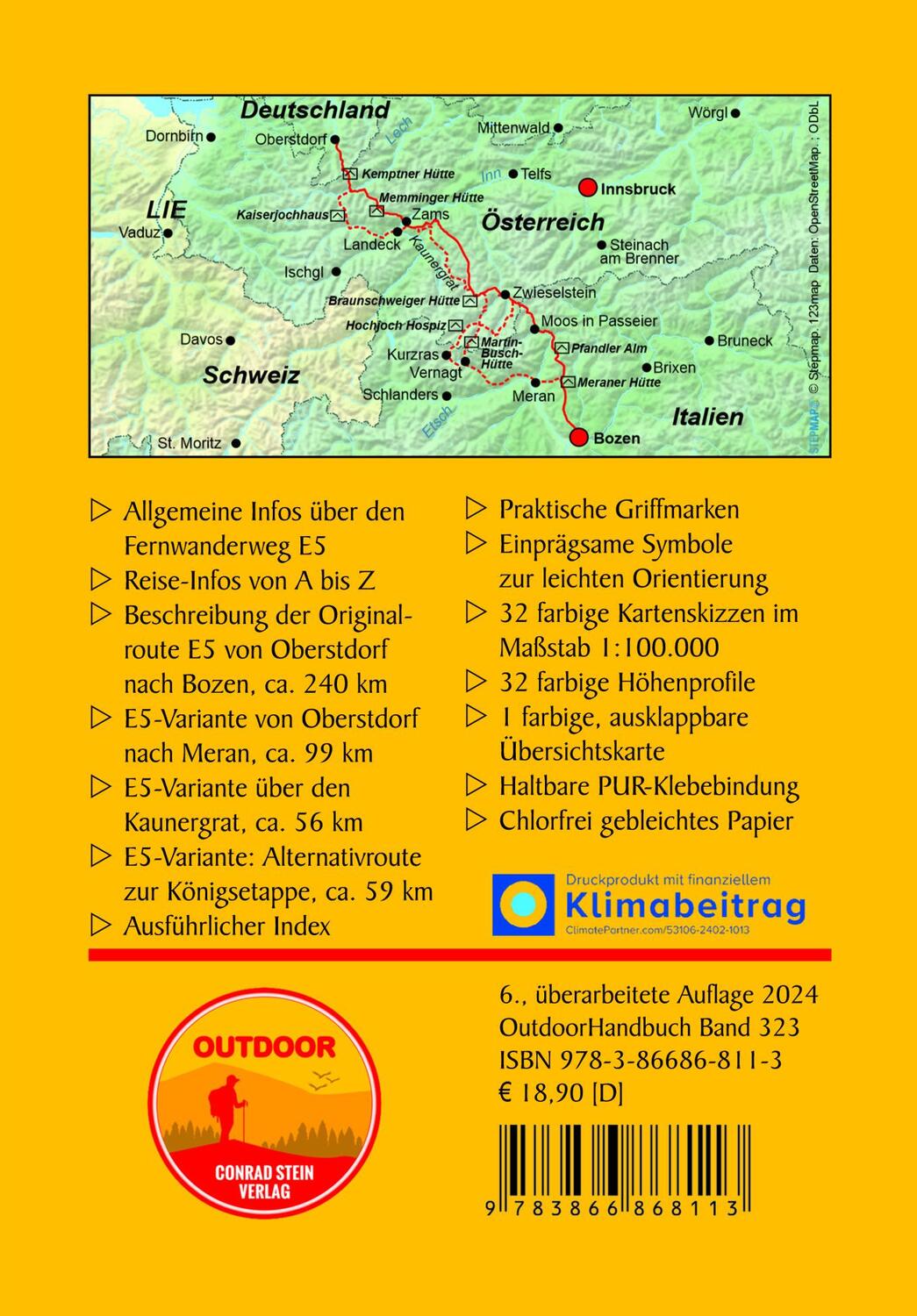 Rückseite: 9783866868113 | E5 Oberstdorf - Meran/Bozen | Christian K. Rupp | Taschenbuch | 288 S.