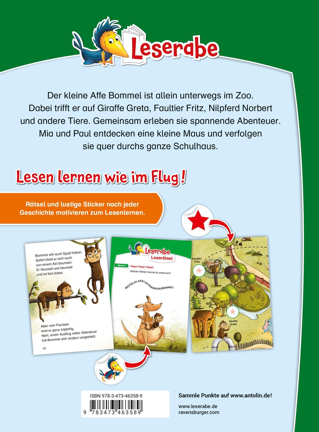 Rückseite: 9783473463589 | Lustige Tiergeschichten zum Lesenlernen - Leserabe ab 1. Klasse -...