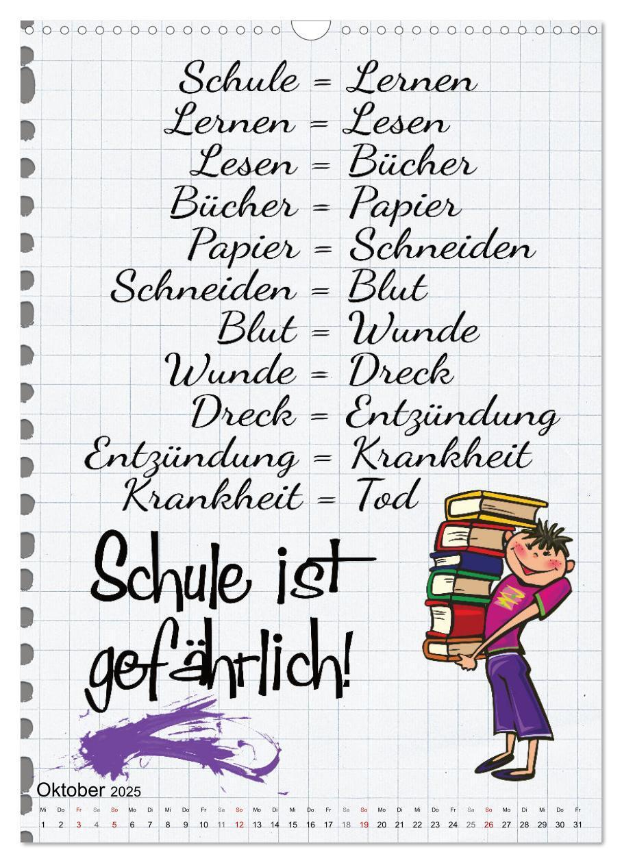 Bild: 9783435902958 | Schüler-Sprüche (Wandkalender 2025 DIN A3 hoch), CALVENDO...