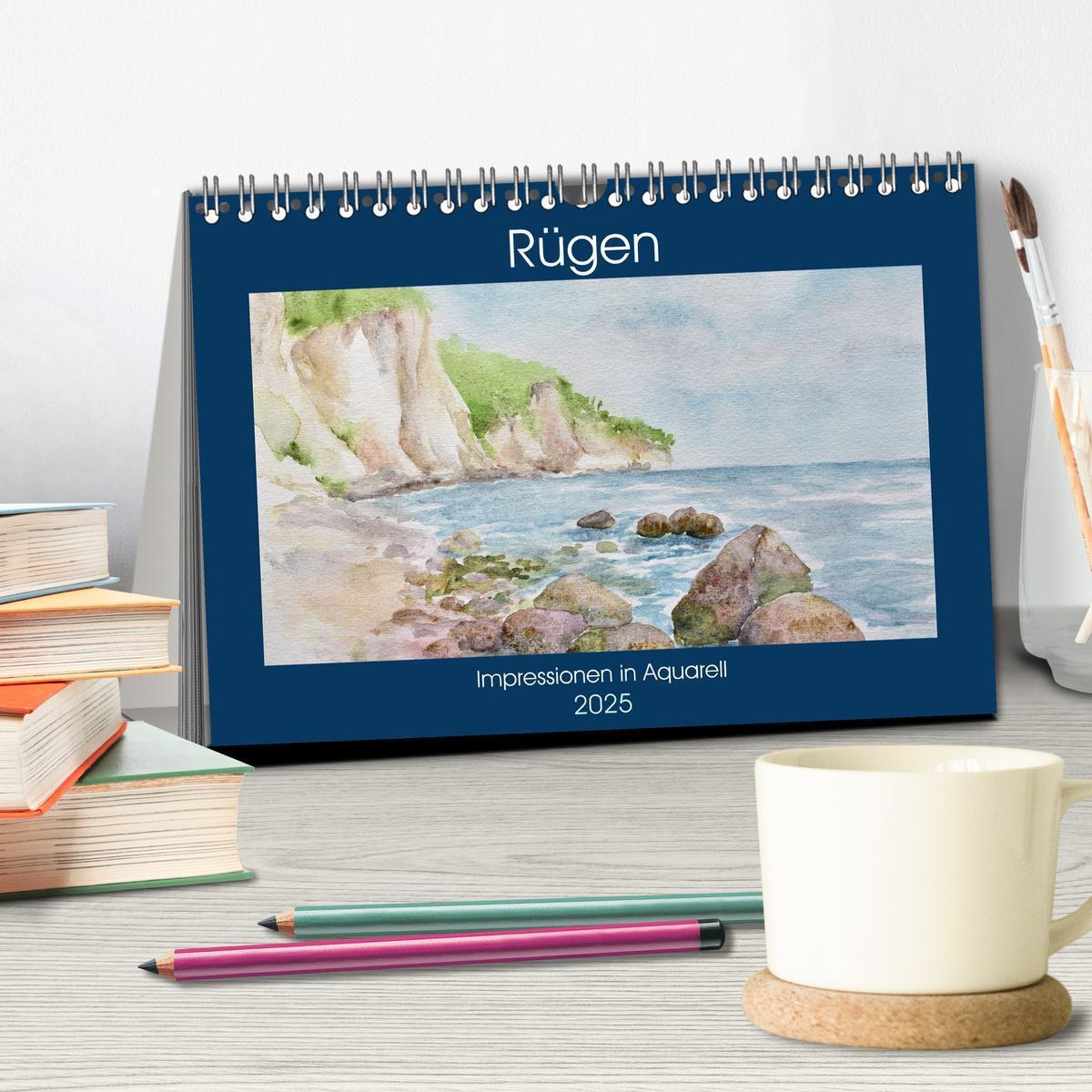 Bild: 9783435074082 | Rügen Impressionen in Aquarell (Tischkalender 2025 DIN A5 quer),...