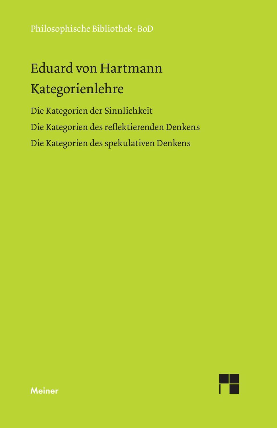 Cover: 9783787328949 | Kategorienlehre | Eduard Von Hartmann | Buch | 704 S. | Deutsch