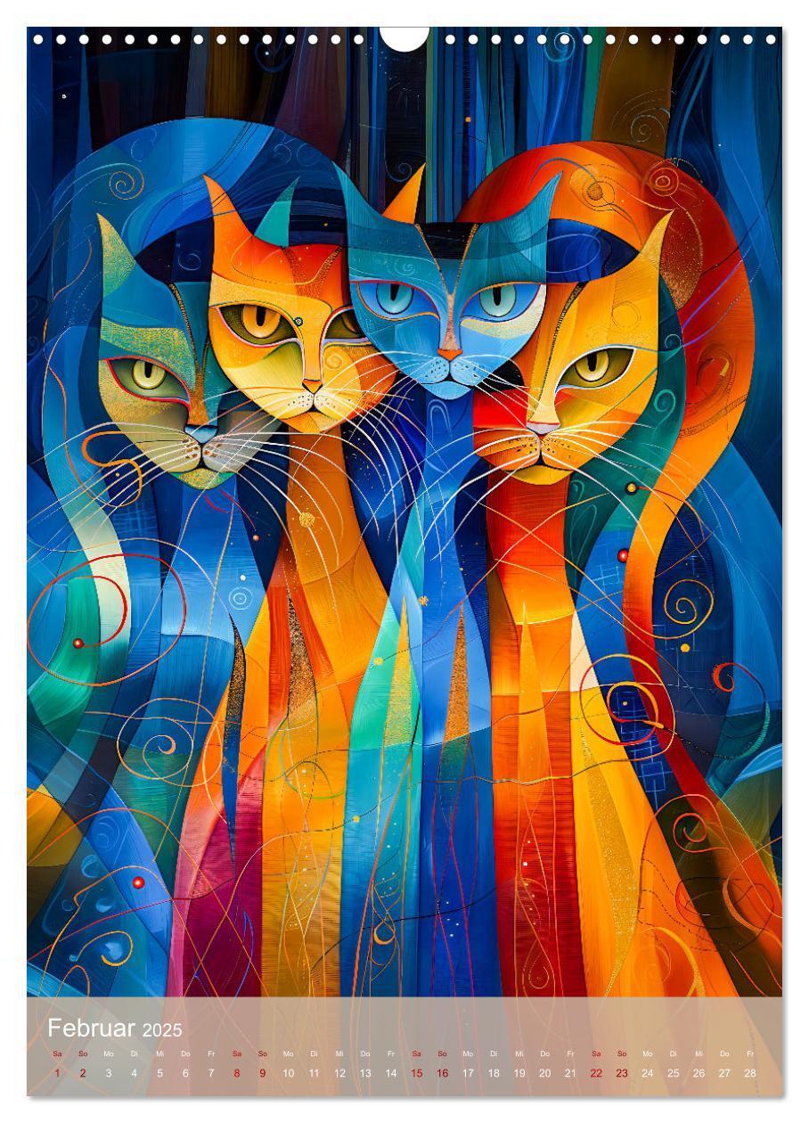 Bild: 9783457172148 | Astrale Katzen - Abstrakte Kunst für Katzenliebhaber (Wandkalender...