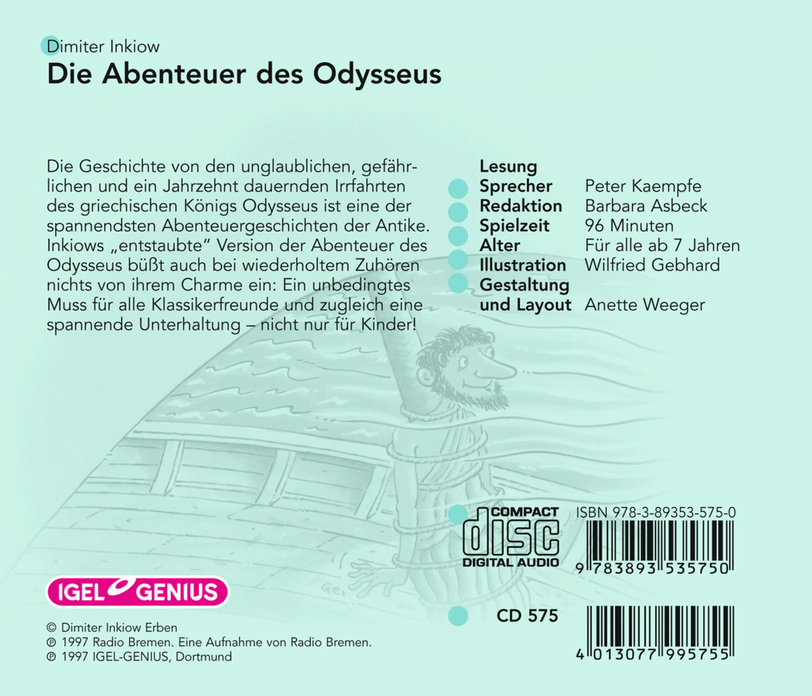 Bild: 9783893535750 | Die Abenteuer des Odysseus, 2 Audio-CD | Dimiter Inkiow | Audio-CD