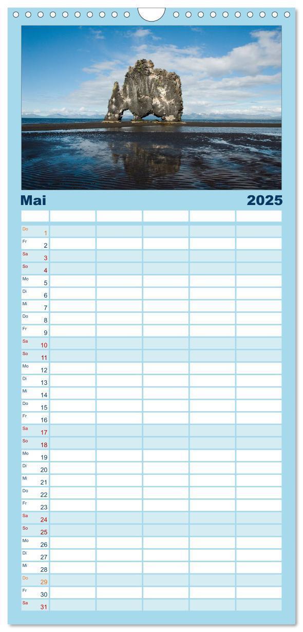 Bild: 9783457118511 | Familienplaner 2025 - Island mit 5 Spalten (Wandkalender, 21 x 45...