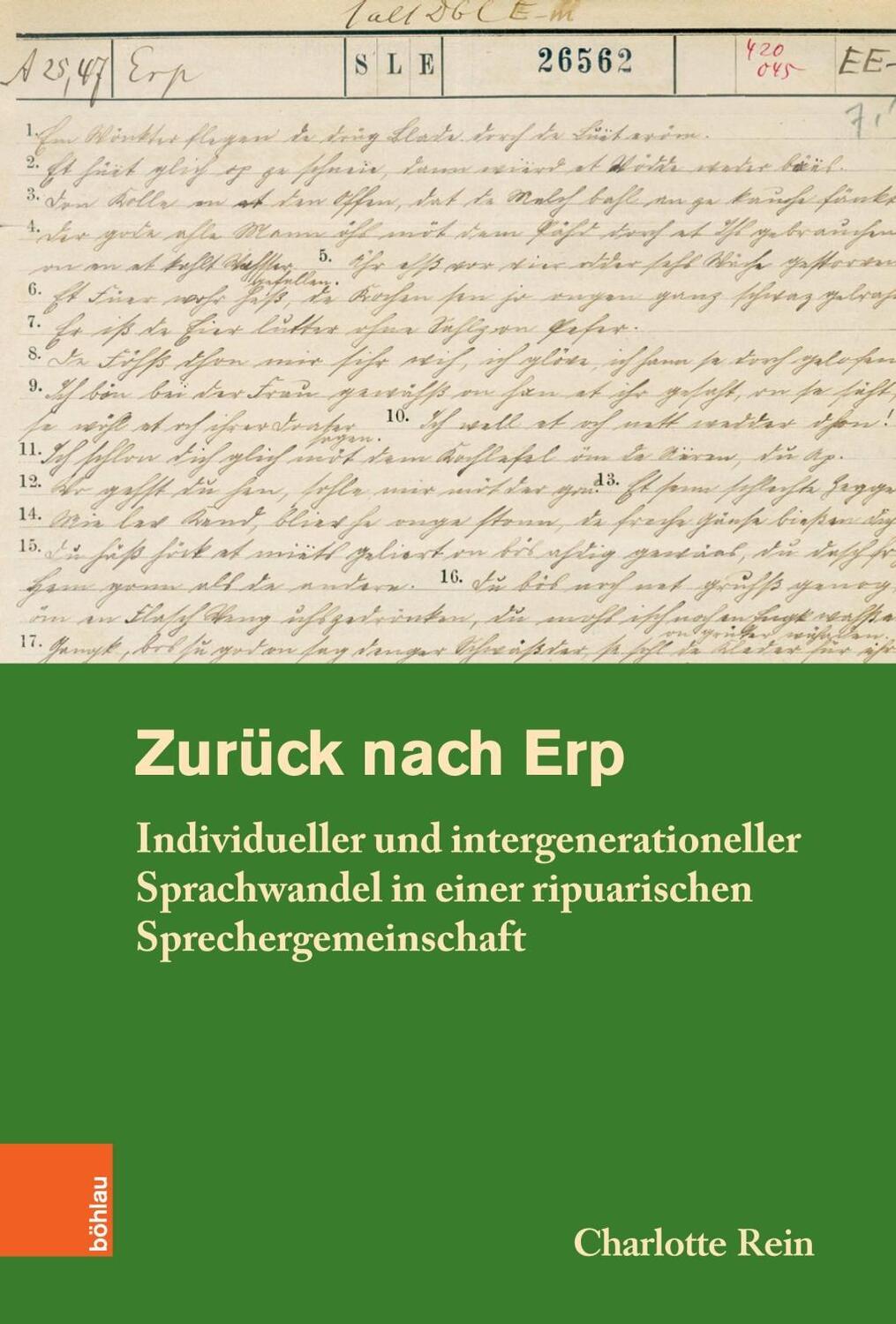 Cover: 9783412517113 | Zurück nach Erp | Charlotte Rein | Buch | 355 S. | Deutsch | 2020