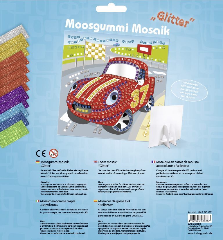 Cover: 4008525202080 | URSUS Kinder-Bastelsets Moosgummi Mosaiken Glitter Rennwagen,...