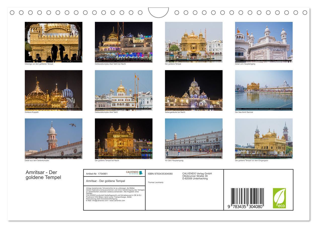 Bild: 9783435304080 | Amritsar - Der goldene Tempel (Wandkalender 2025 DIN A4 quer),...