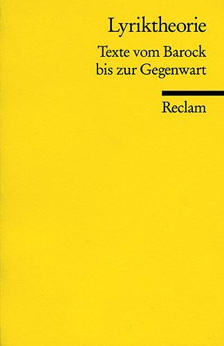 Cover: 9783150086575 | Lyriktheorie | Texte vom Barock bis zur Gegenwart | Ludwig Völker