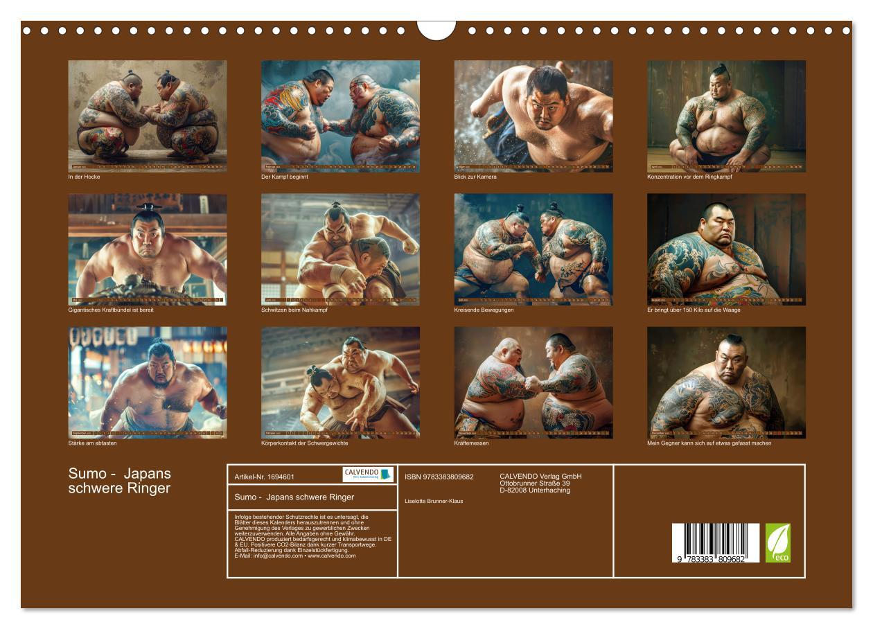 Bild: 9783383809682 | Sumo - Japans schwere Ringer (Wandkalender 2025 DIN A3 quer),...