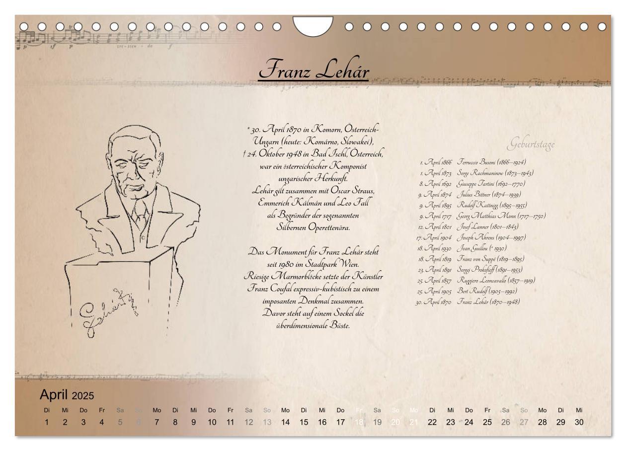 Bild: 9783435303564 | Von Mozart bis Beethoven (Wandkalender 2025 DIN A4 quer), CALVENDO...