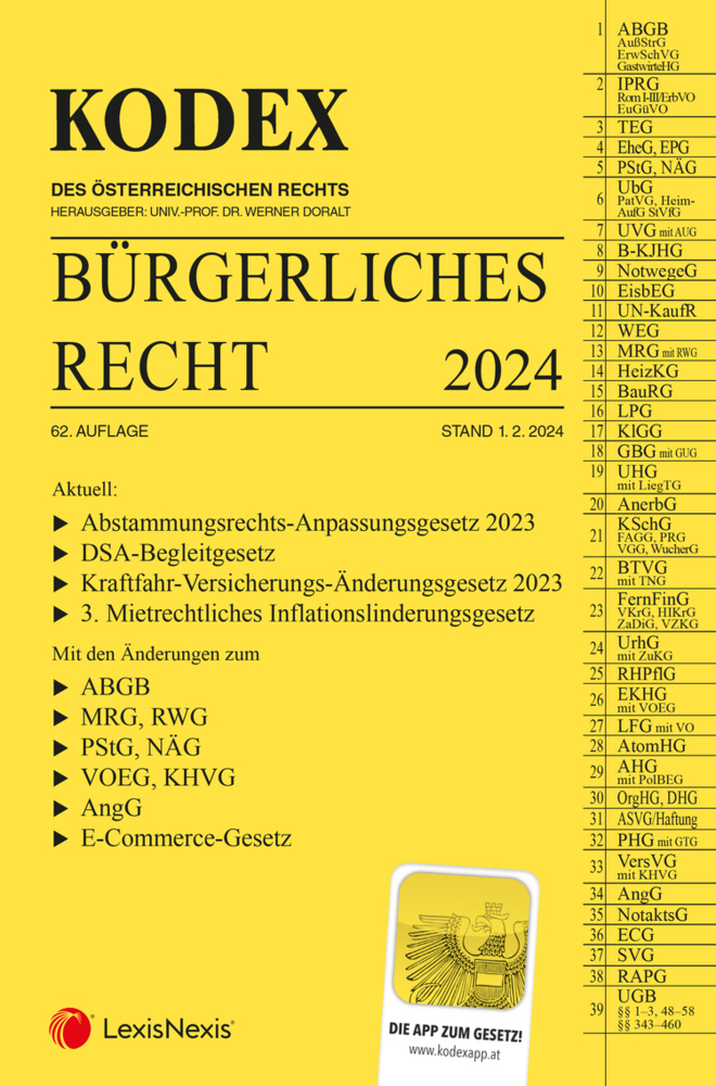Cover: 9783700788096 | KODEX Bürgerliches Recht 2024 - inkl. App | Werner Doralt | Buch
