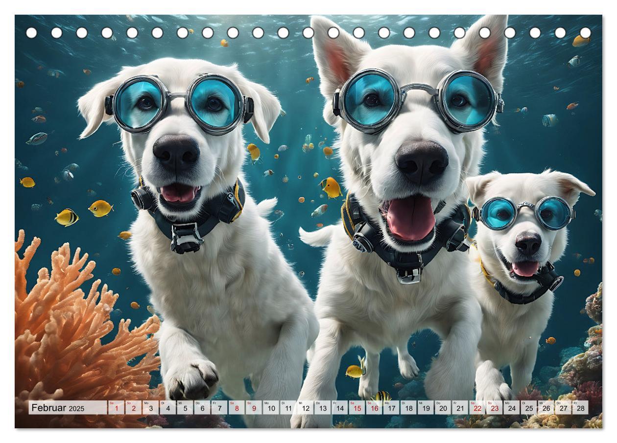 Bild: 9783383862083 | Hunde abgetaucht (Tischkalender 2025 DIN A5 quer), CALVENDO...