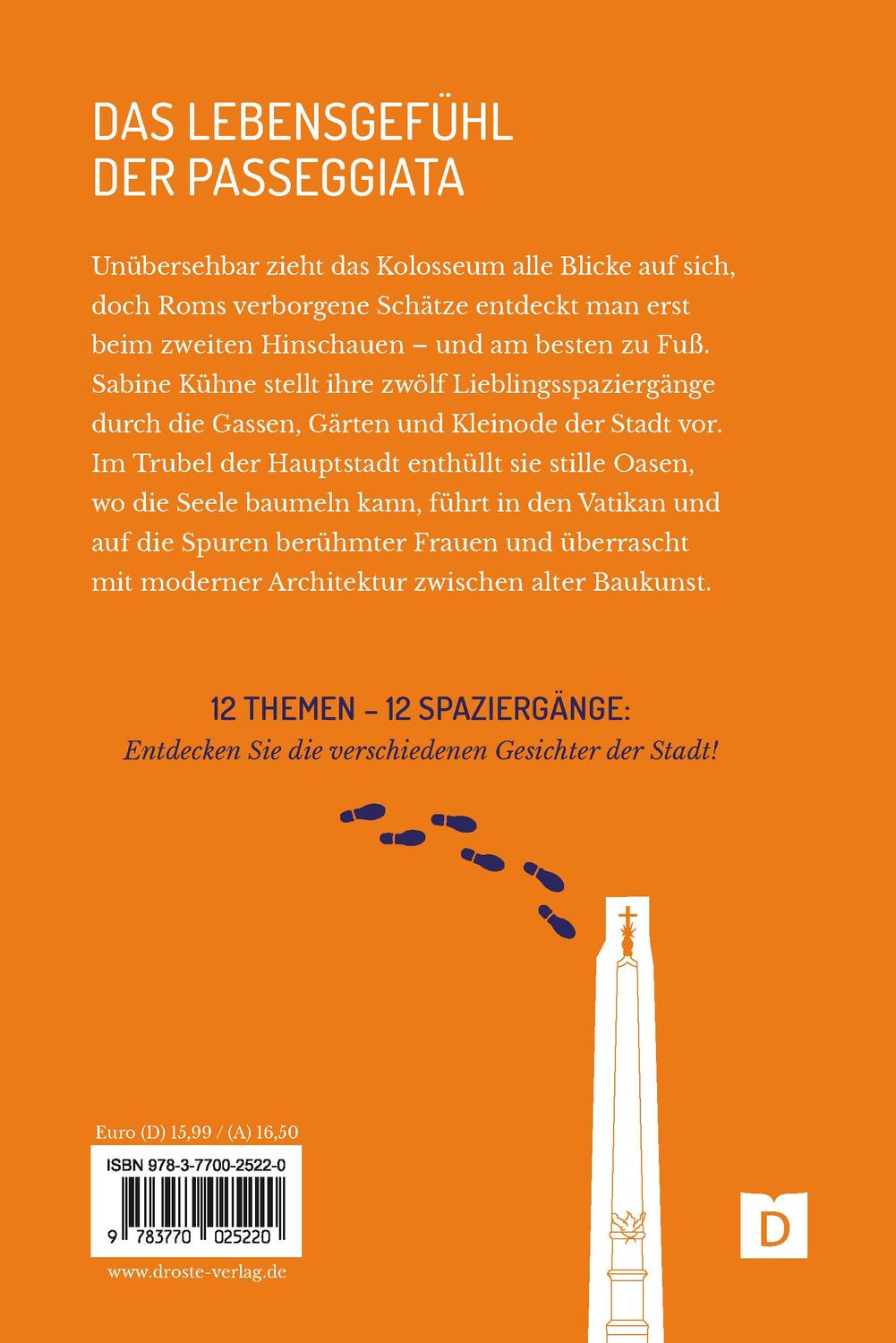 Rückseite: 9783770027149 | Zu Fuß durch Rom | 12 Spaziergänge | Sabine Kühne | Taschenbuch | 2024