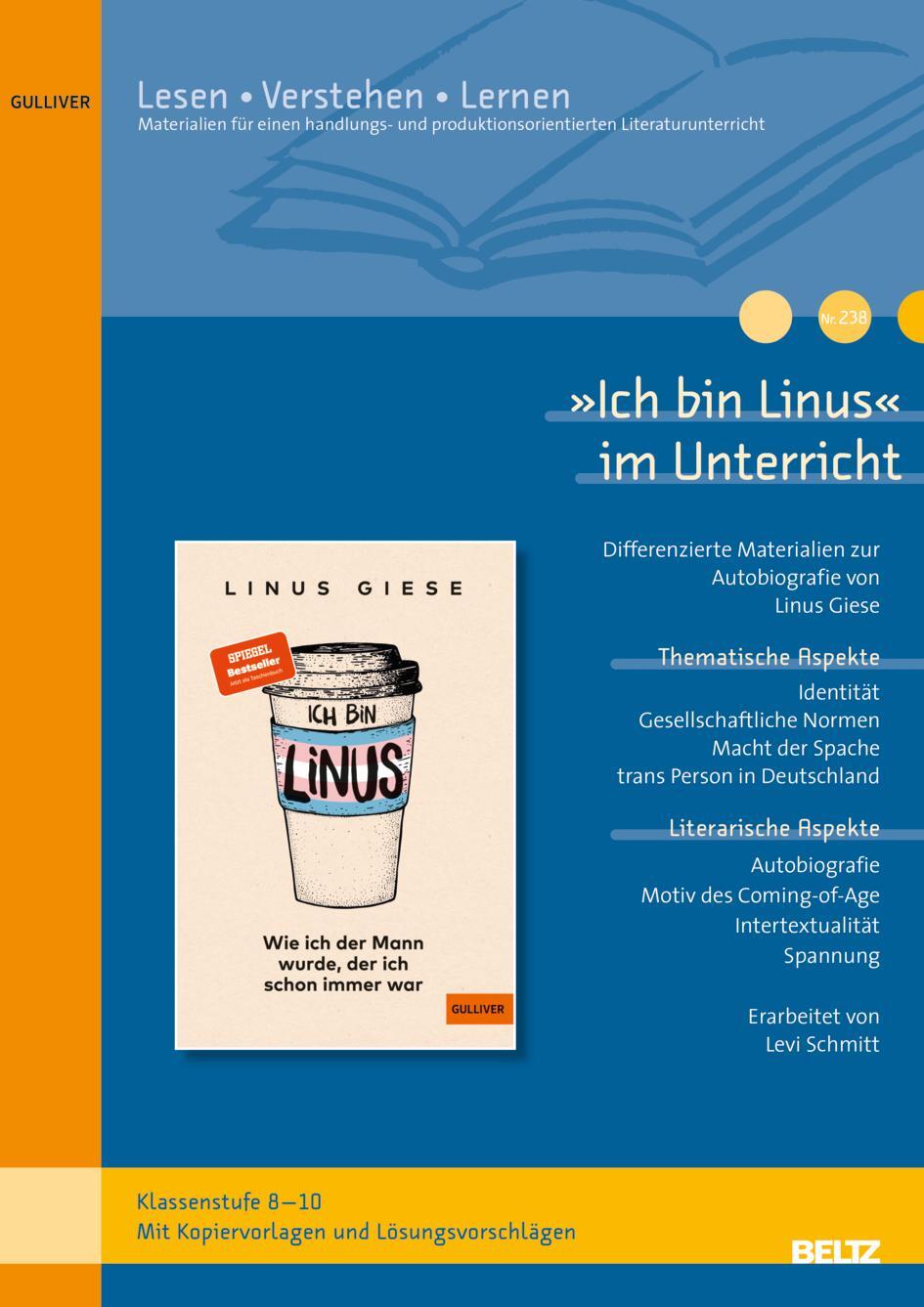 Cover: 9783407824219 | 'Ich bin Linus' im Unterricht | Levi Schmitt | Broschüre | 32 S.