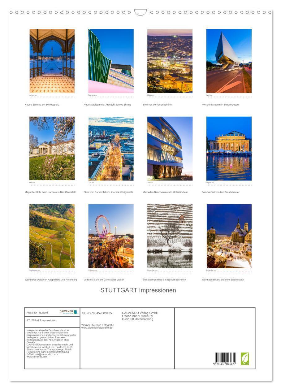 Bild: 9783457003435 | STUTTGART Impressionen (Wandkalender 2025 DIN A2 hoch), CALVENDO...