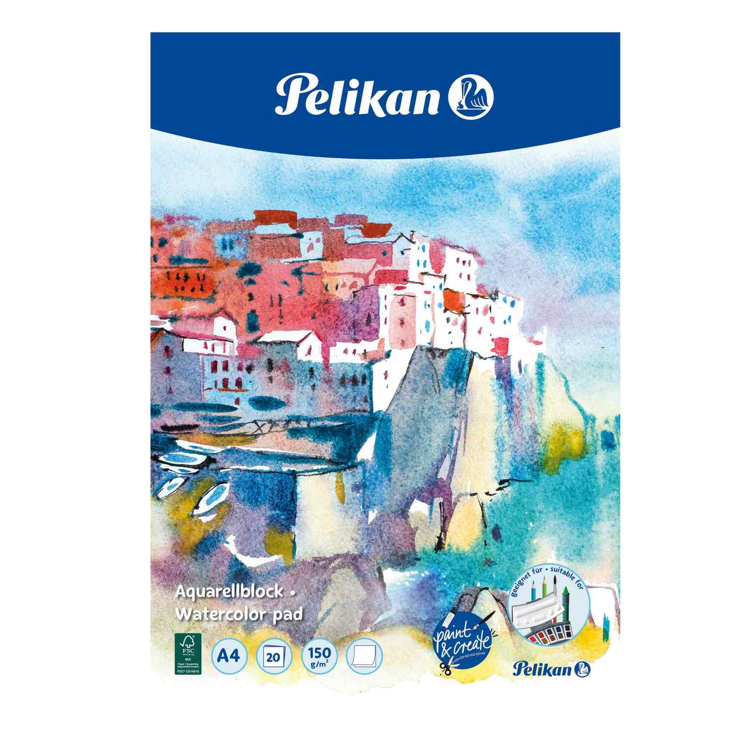 Cover: 4012700236814 | Pelikan Zeichenblock 150g/m² Aquarellblock DIN A4, 20 Blatt | 236812