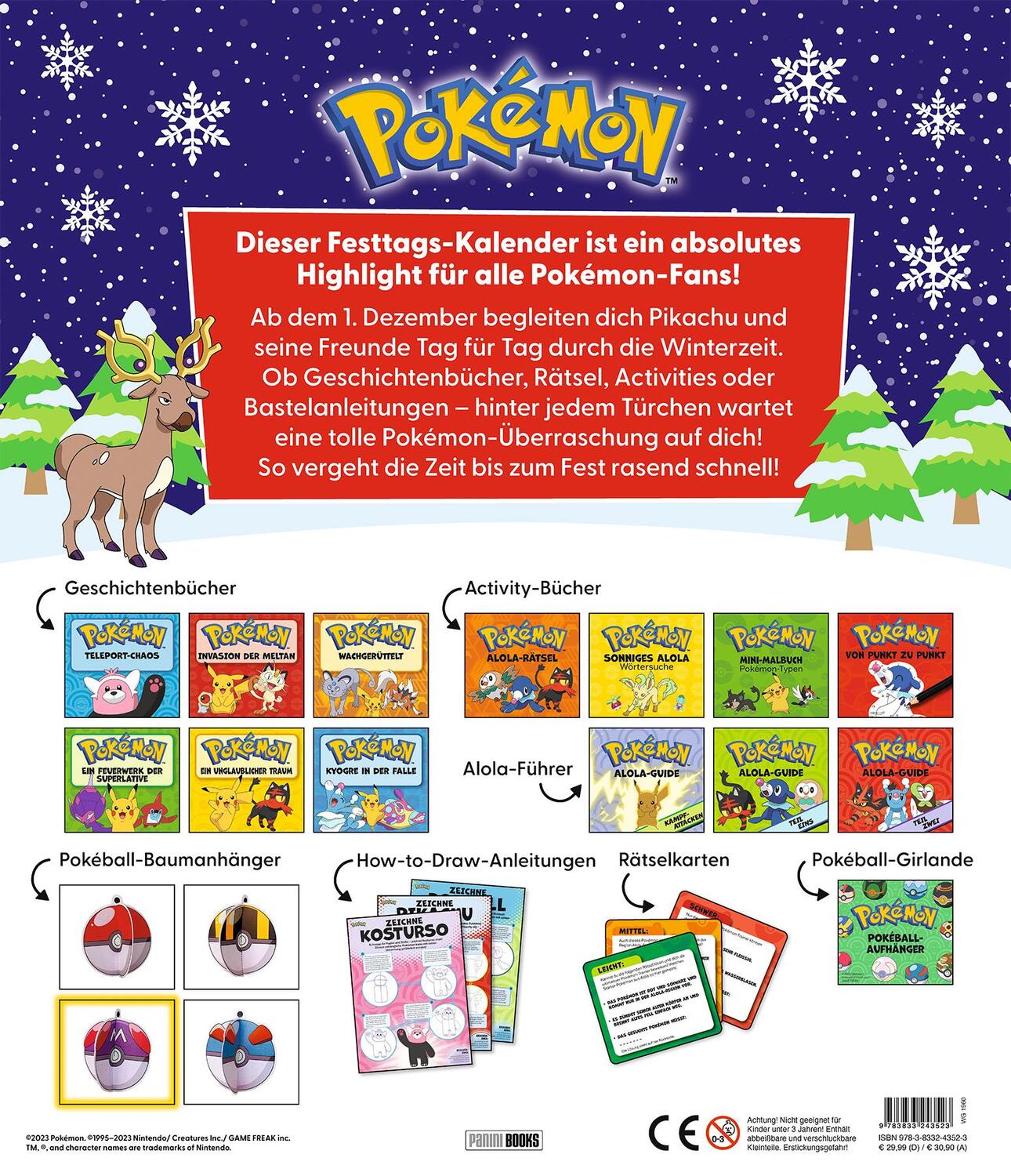 Rückseite: 9783833243523 | Pokémon: Überraschungskalender: Noch 24 Tage bis zum Fest | Pokémon