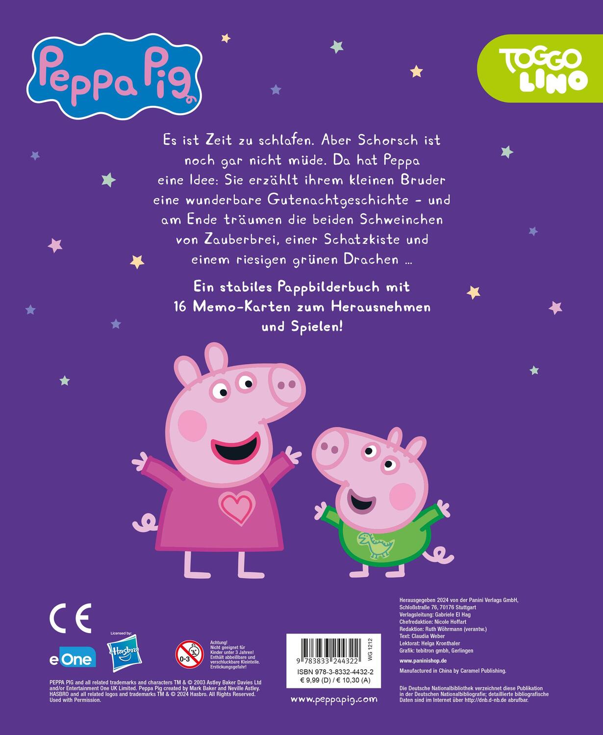 Rückseite: 9783833244322 | Peppa Pig: Peppas Gutenachtgeschichte | Pappbilderbuch mit Memo-Spiel!