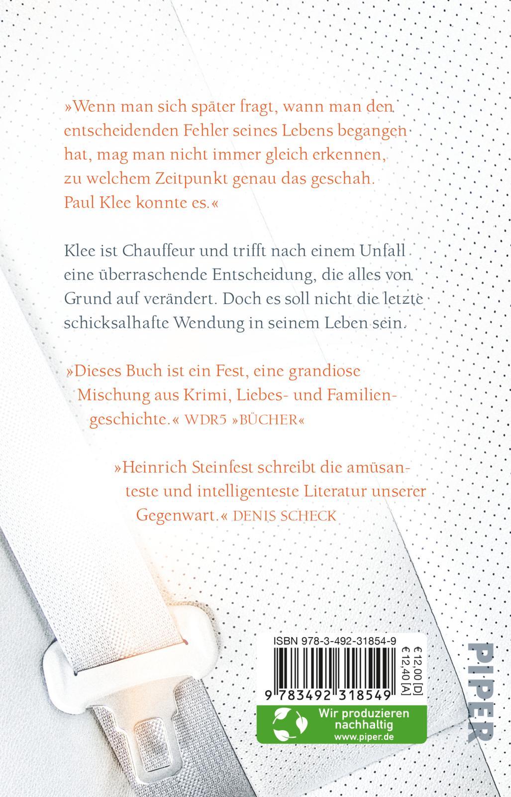 Rückseite: 9783492318549 | Der Chauffeur | Heinrich Steinfest | Taschenbuch | 368 S. | Deutsch