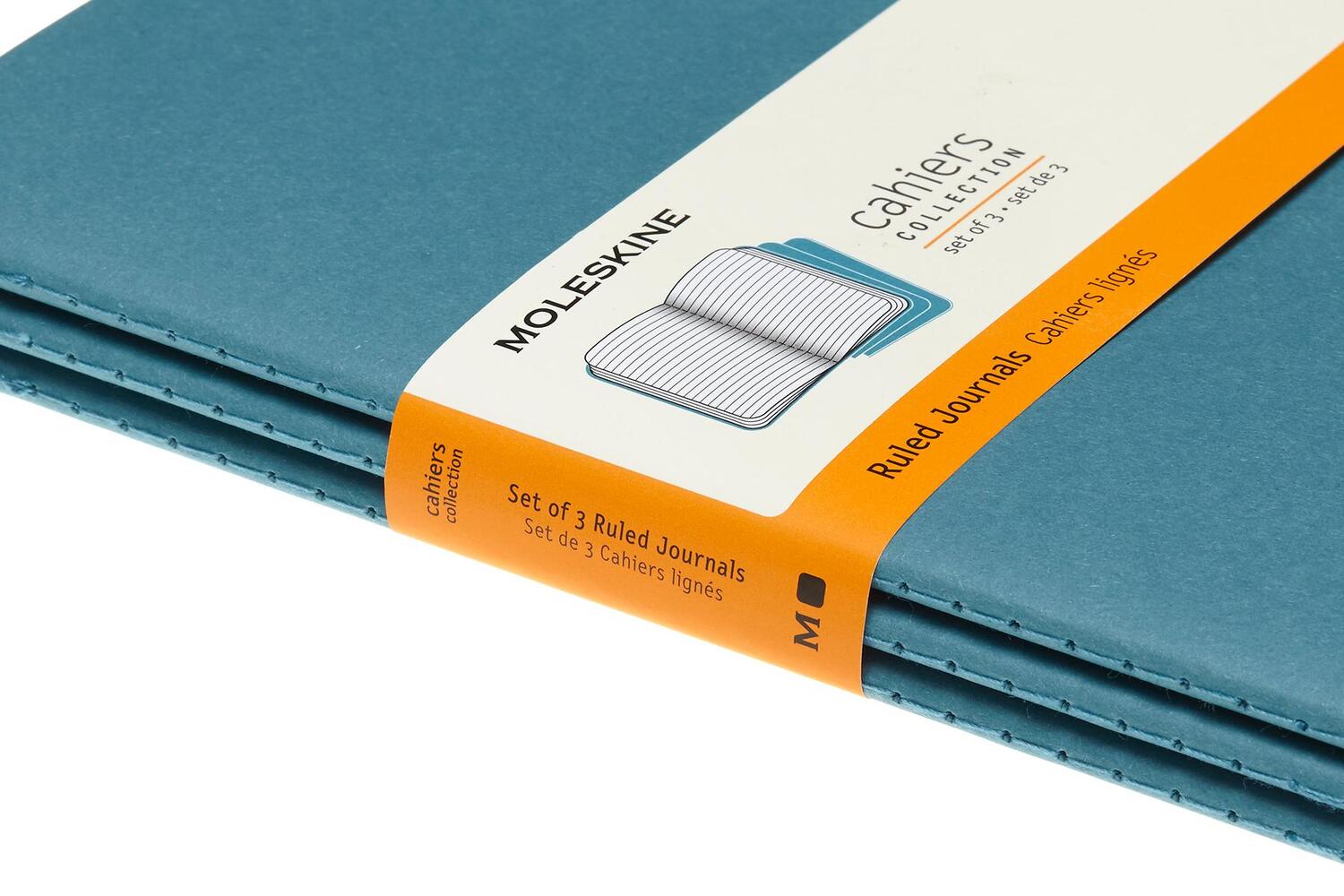 Bild: 8058647629599 | Moleskine Cahier Large/A5, 3er Set, Liniert, Lebhaftes Blau | je 80 S.