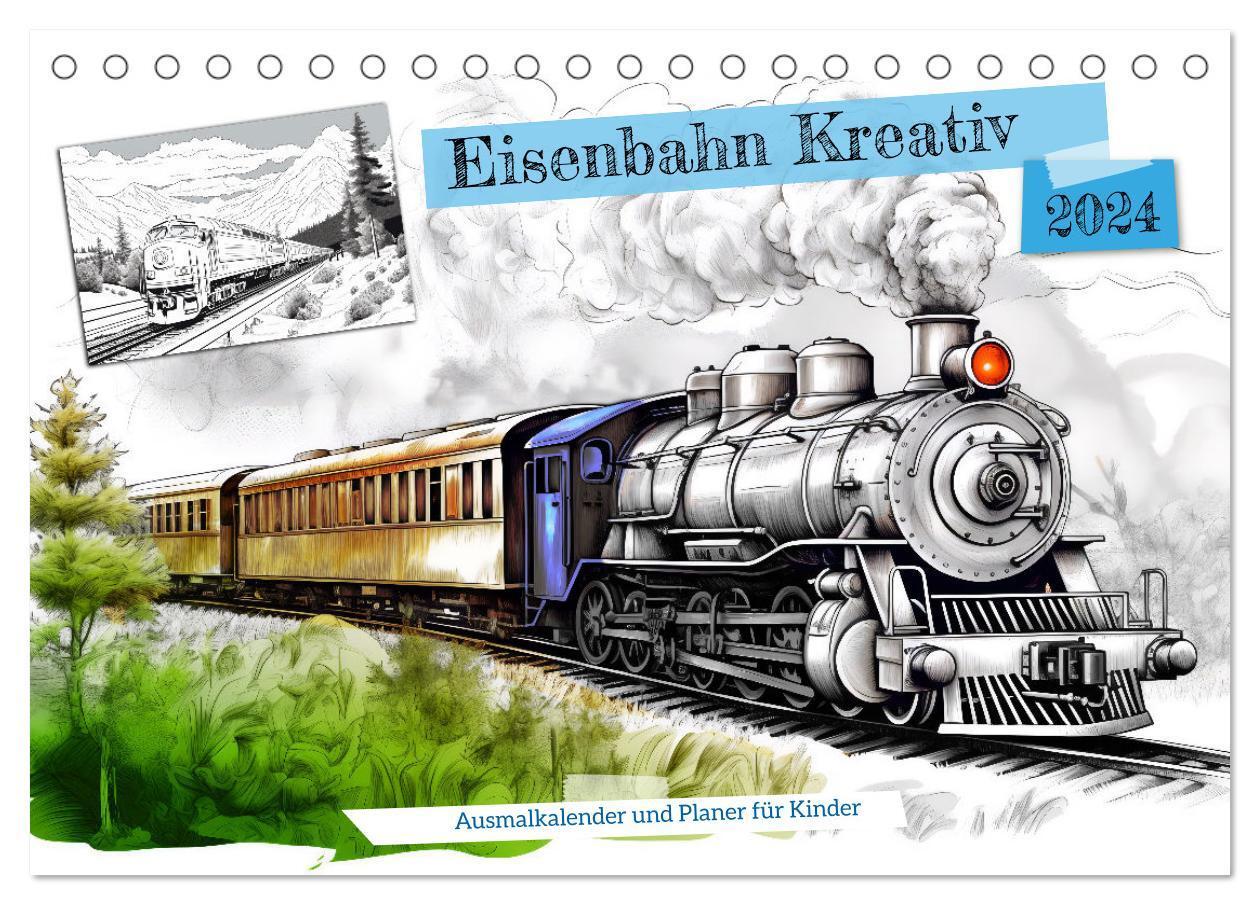 Cover: 9783383605321 | Eisenbahn Kreativ Ausmalkalender und Planer für Kinden...