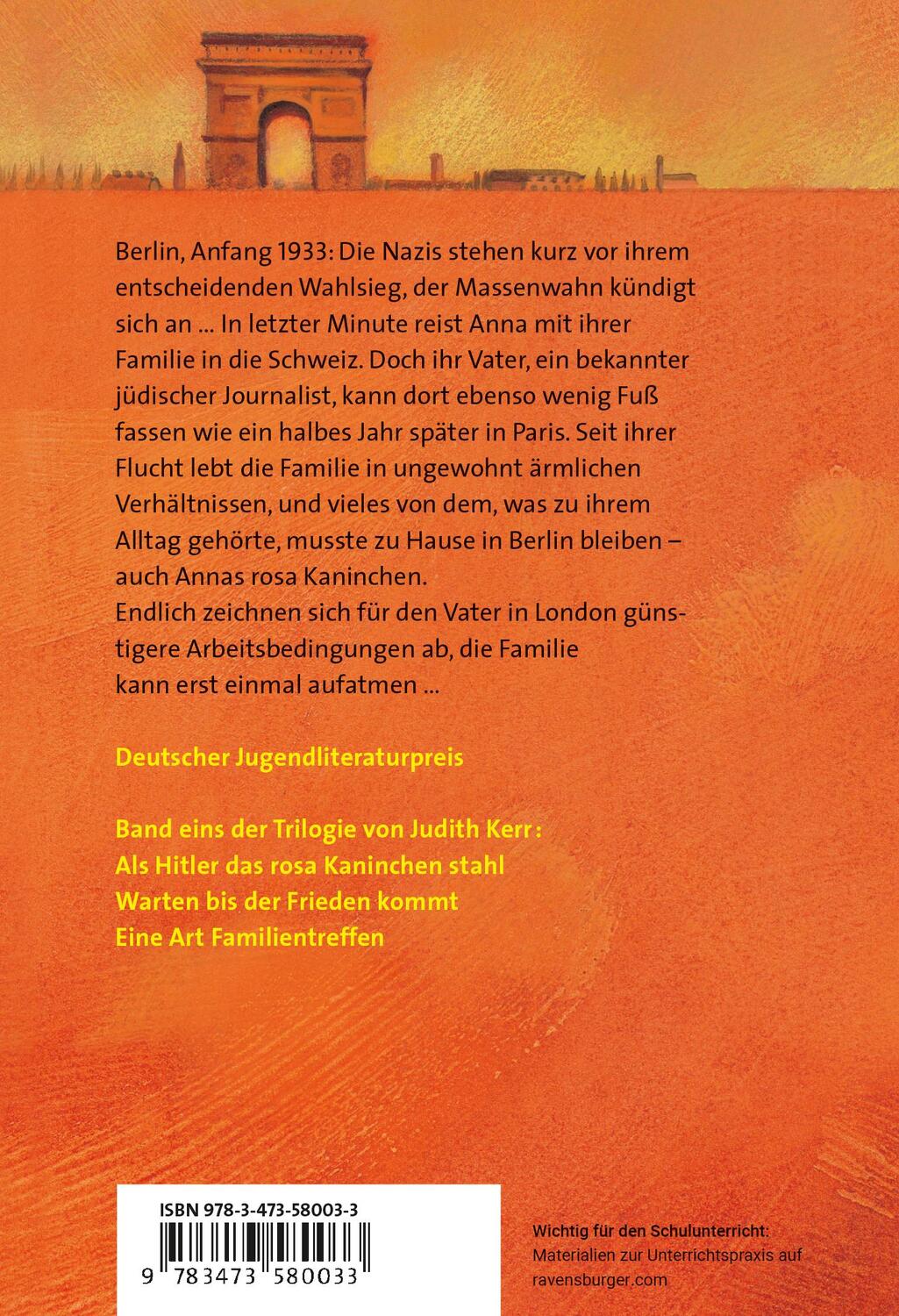 Rückseite: 9783473580033 | Als Hitler das rosa Kaninchen stahl | Judith Kerr | Taschenbuch | 1997