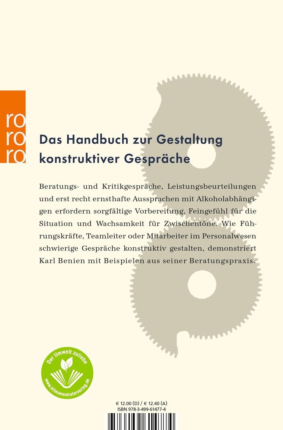 Rückseite: 9783499614774 | Schwierige Gespräche führen | Karl Benien | Taschenbuch | Deutsch