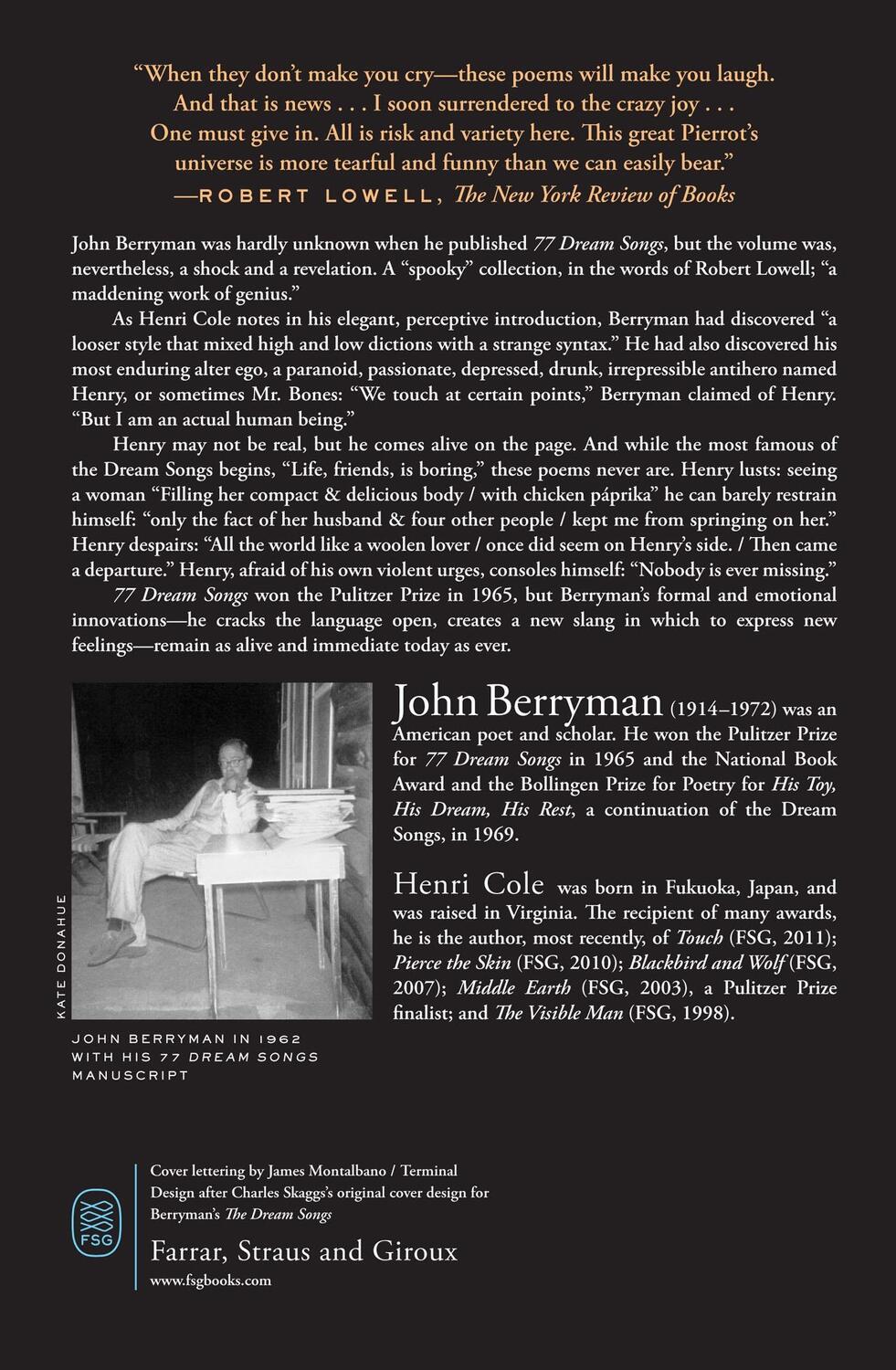 Rückseite: 9780374534523 | 77 Dream Songs | Poems | John Berryman | Taschenbuch | Paperback