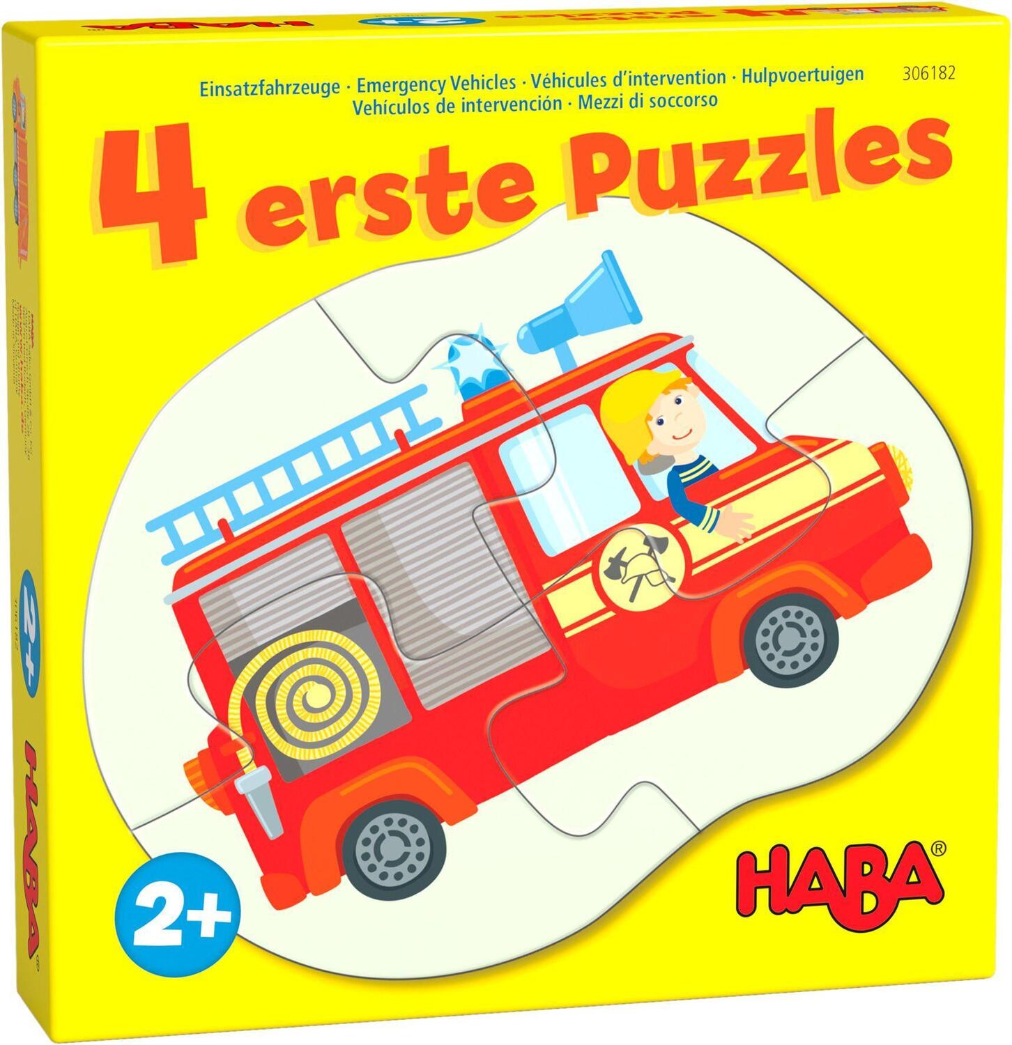 Cover: 4010168256900 | 4 erste Puzzles - Einsatzfahrzeuge | Spiel | Deutsch | 2021 | HABA