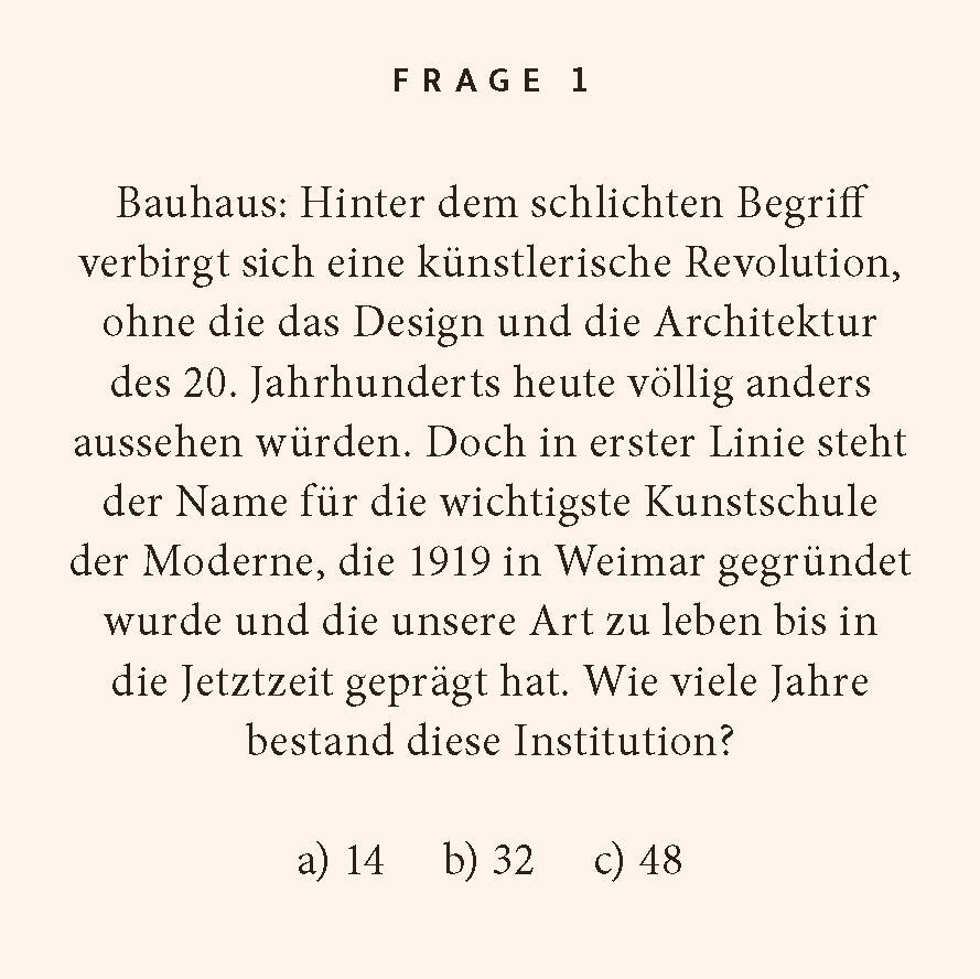 Bild: 9783899784404 | Bauhaus-Quiz | 100 Fragen und Antworten | Melanie Florin (u. a.)