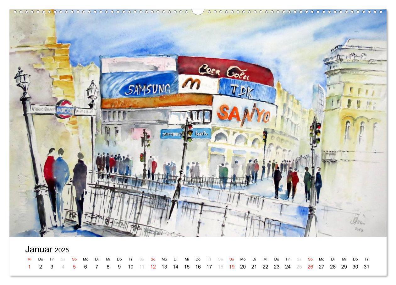 Bild: 9783435731206 | Aquarelle - quer durch Europa (Wandkalender 2025 DIN A2 quer),...