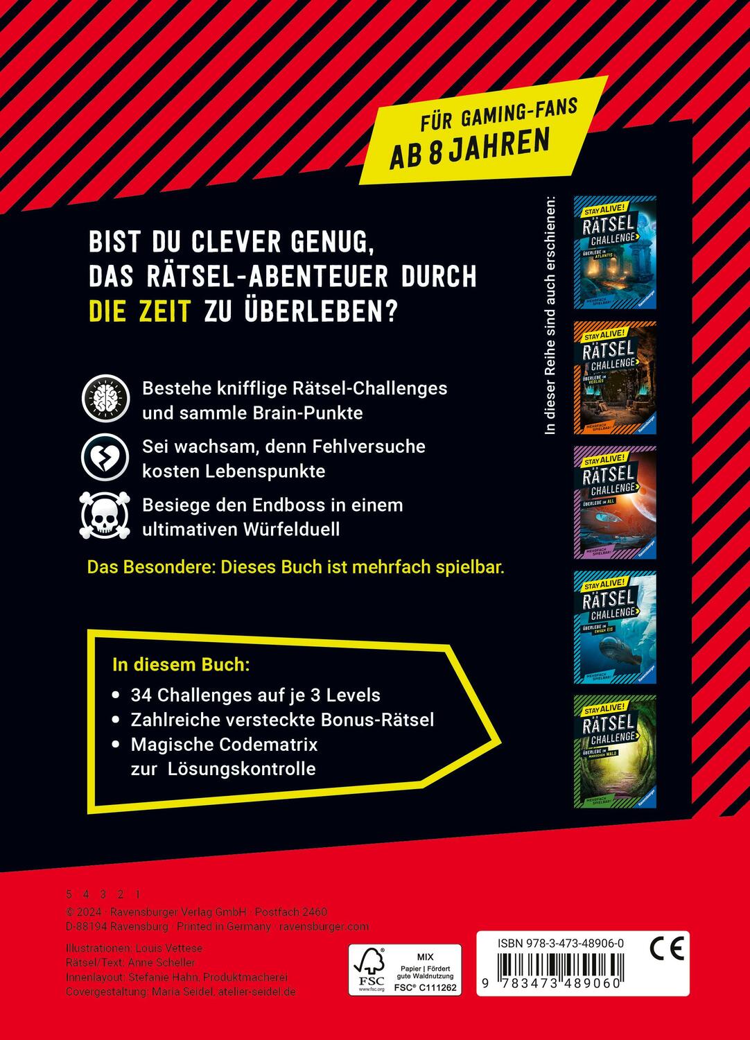 Rückseite: 9783473489060 | Ravensburger Stay alive! Rätsel-Challenge - Überlebe die Zeitreise...