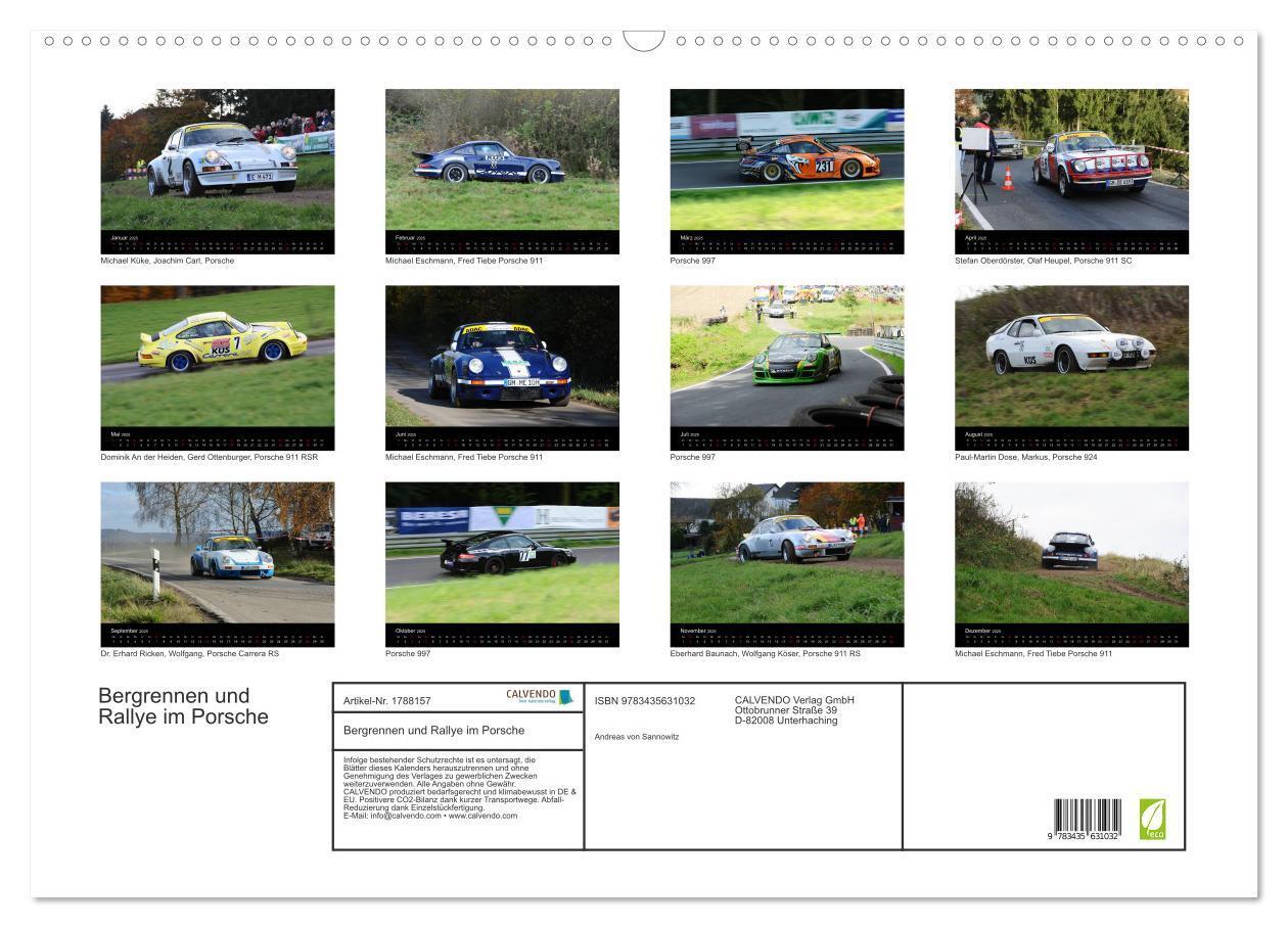 Bild: 9783435631032 | Bergrennen und Rallye im Porsche (Wandkalender 2025 DIN A2 quer),...