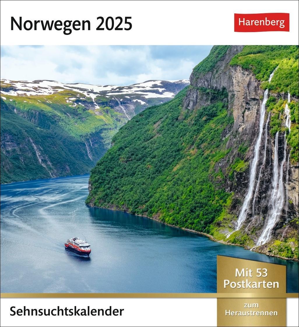 Cover: 9783840033414 | Norwegen Sehnsuchtskalender 2025 - Wochenkalender mit 53 Postkarten