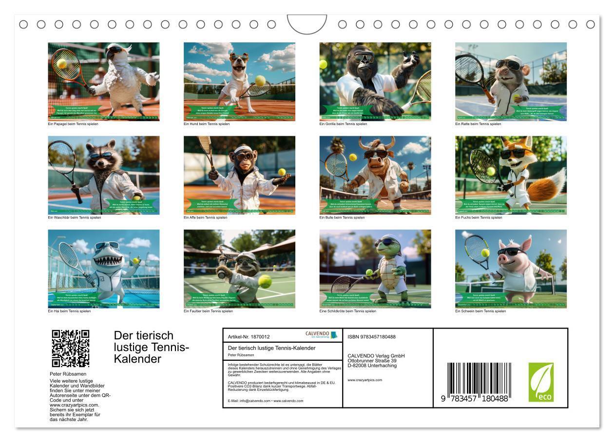 Bild: 9783457180488 | Der tierisch lustige Tennis-Kalender (Wandkalender 2025 DIN A4...