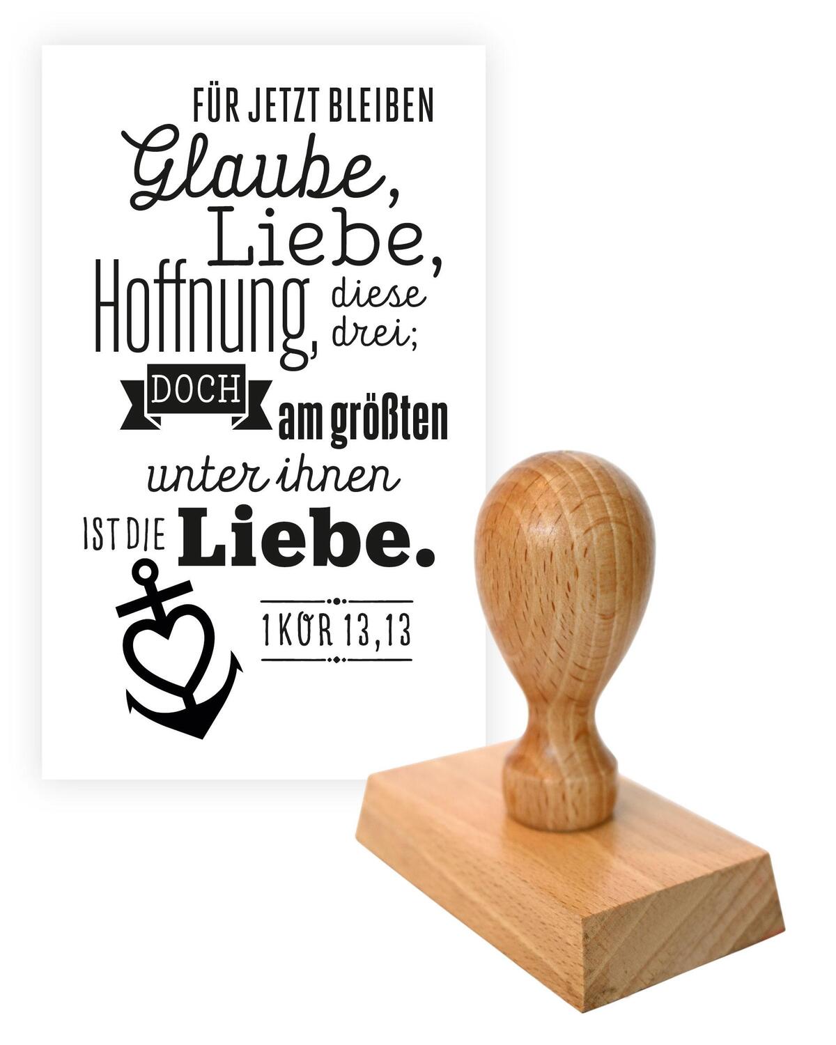 Bild: 4060504000025 | Stempel "Glaube, Liebe, Hoffnung" | "1 Kor 13,13" | Stück | Deutsch