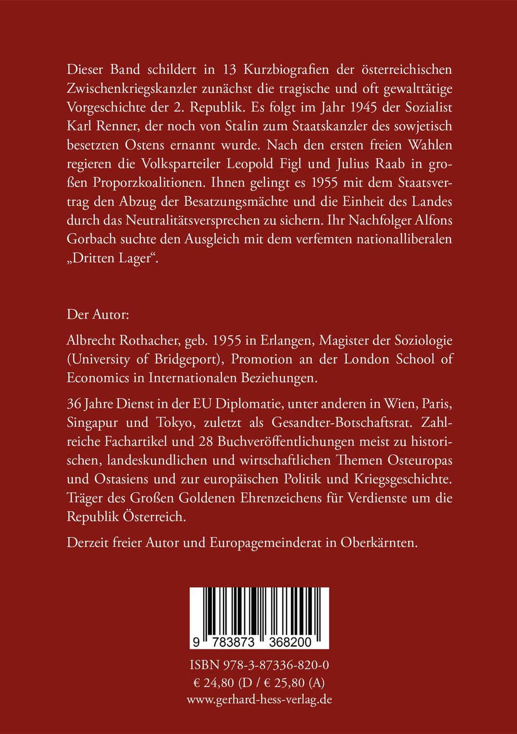 Rückseite: 9783873368200 | Österreichs Kanzler in der 2. Republik | Albrecht Rothacher | Buch