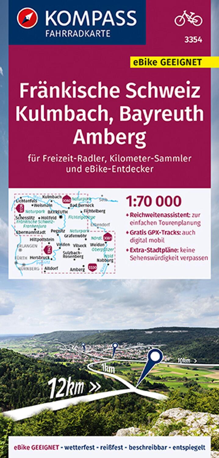 Cover: 9783991213857 | KOMPASS Fahrradkarte 3354 Fränkische Schweiz, Kulmbach, Bayreuth,...