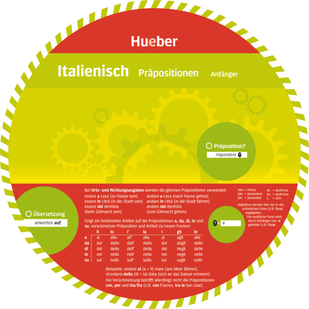 Cover: 9783193395467 | Wheel - Italienisch - Präpositionen | Stück | Deutsch | 2018 | Hueber