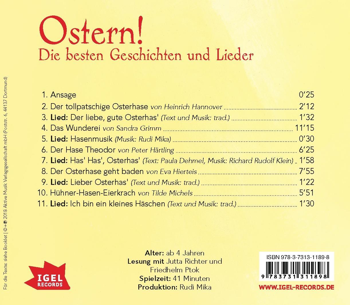 Rückseite: 9783731311898 | Ostern! Die besten Geschichten und Lieder | Audio-CD | 41 Min. | 2018