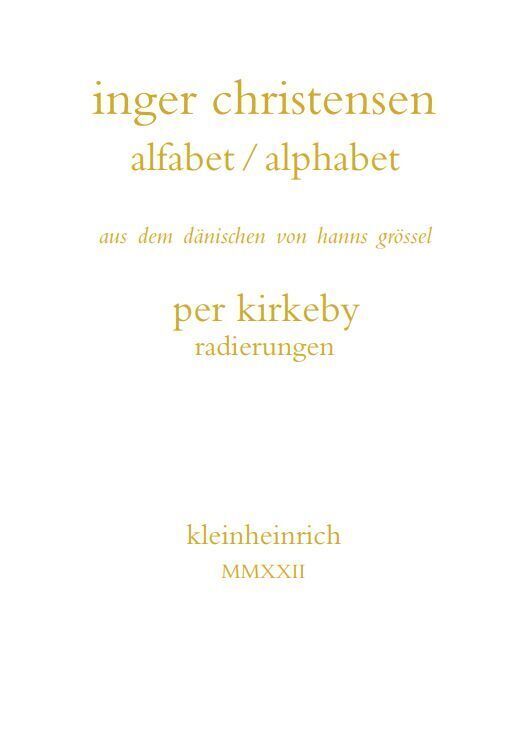 Cover: 9783945237601 | alfabet / alphabet | Inger Christensen | Buch | Deutsch | 2022