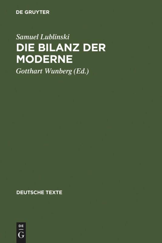 Cover: 9783484190290 | Die Bilanz der Moderne | Samuel Lublinski | Buch | VIII | Deutsch