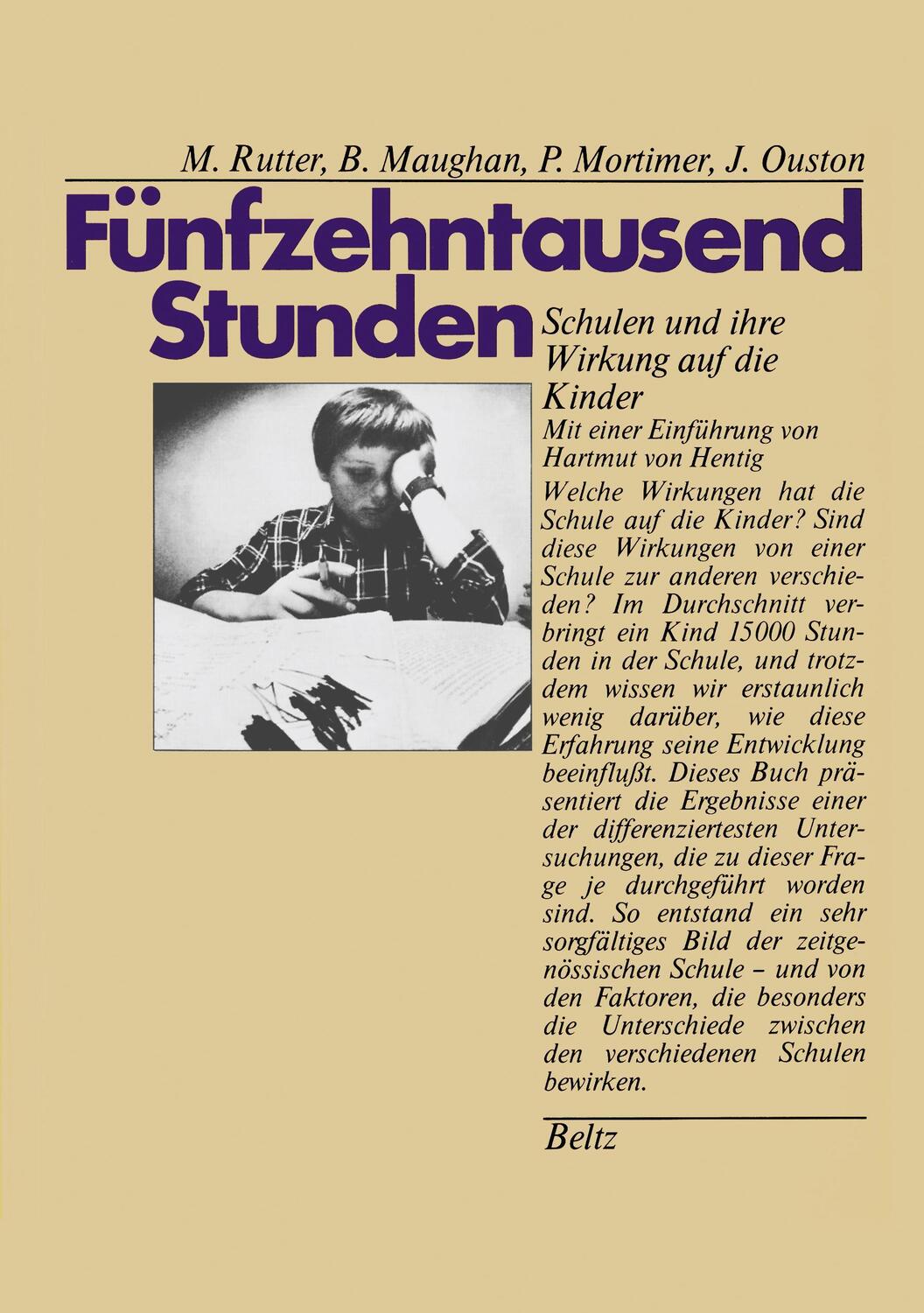 Cover: 9783407541093 | Fünfzehntausend Stunden | Michael Rutter (u. a.) | Taschenbuch | 2000