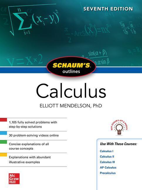 Cover: 9781264258338 | Schaum's Outline of Calculus, Seventh Edition | Elliott Mendelson