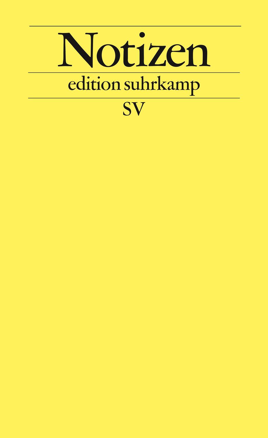 Cover: 9783518071229 | Notizbuch edition suhrkamp gelb | Notizen | Notizbücher | Deutsch