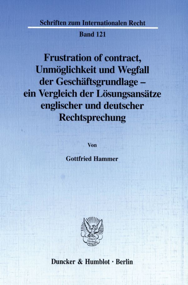Cover: 9783428102495 | Frustration of contract. | Gottfried Hammer | Taschenbuch | 137 S.